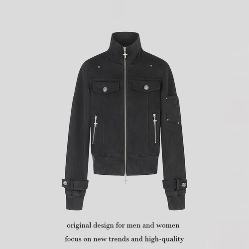 Damen Taillierte Zipjacke mit hohem Stehkragen, Zierpatten & verstellbaren Riegeln Drune