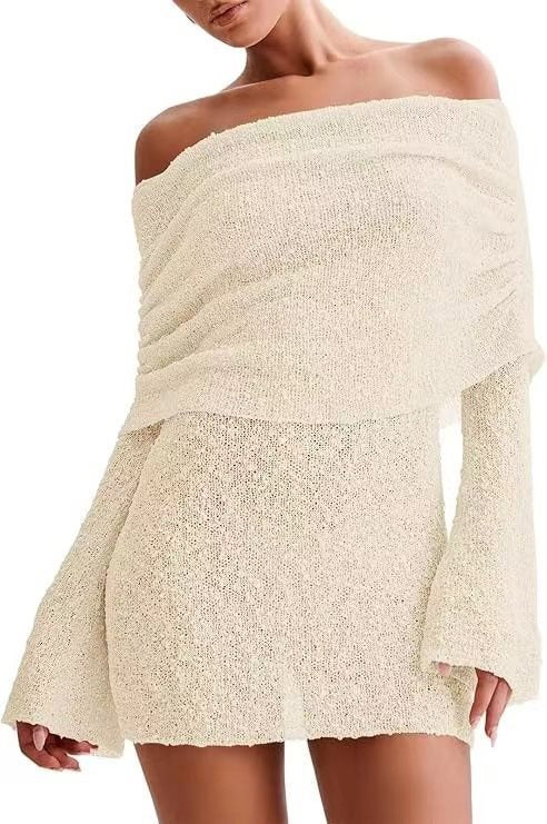 Damen Schulterfreies Minikleid mit glitzerndem Effekt und Übergröße Drune