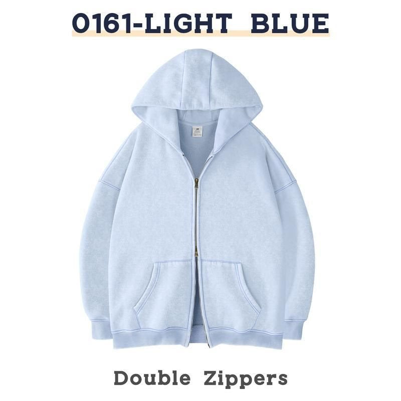 Unisex Oversized Kapuzenjacke mit Doppelreißverschluss und Kängurutaschen Drune