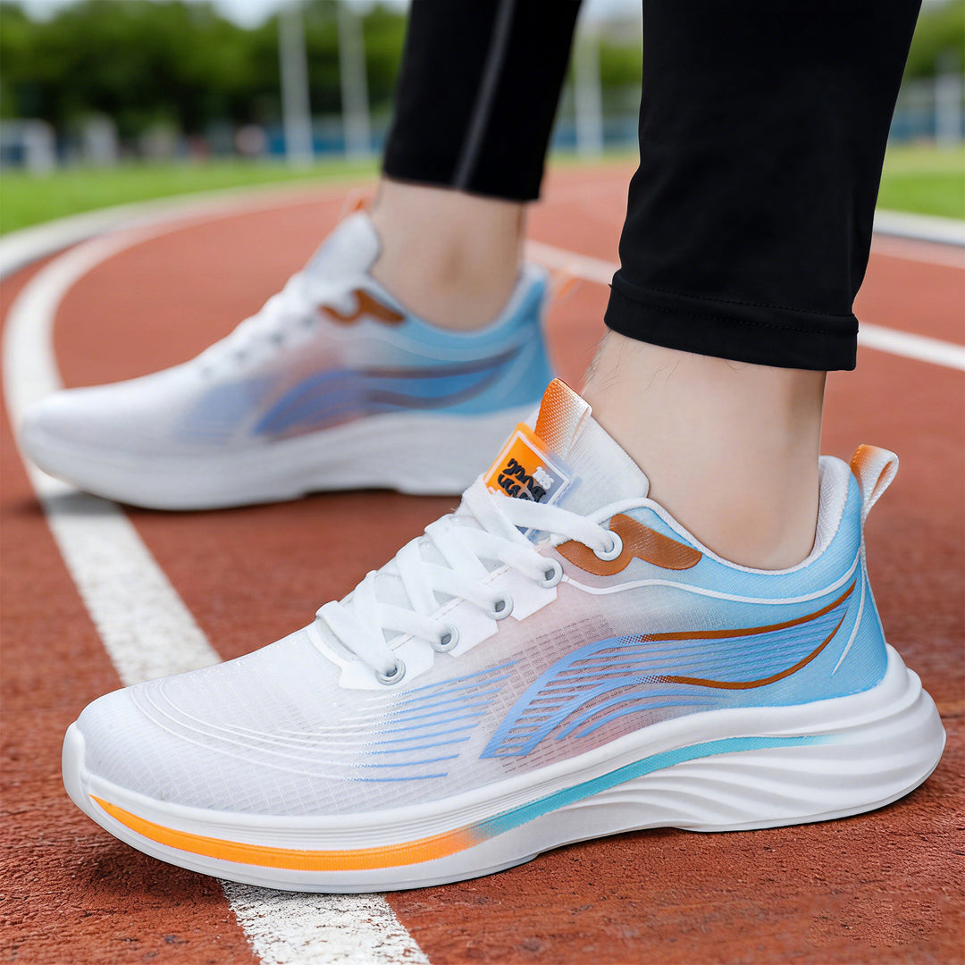 Unisex nan leichtgewichtiger Komfort-Running-Sneaker mit nahtlosem Mesh-Obermaterial, gepolstertem Fersenkragen und stoßabsorbierender Wellen-EVA-Sohle Drune