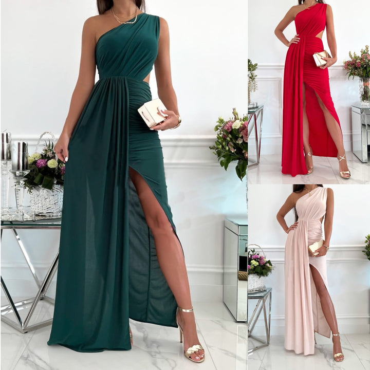 Damen elegantes Wickelkleid mit asymmetrischem Schnitt und seitlichem Schlitz Drune