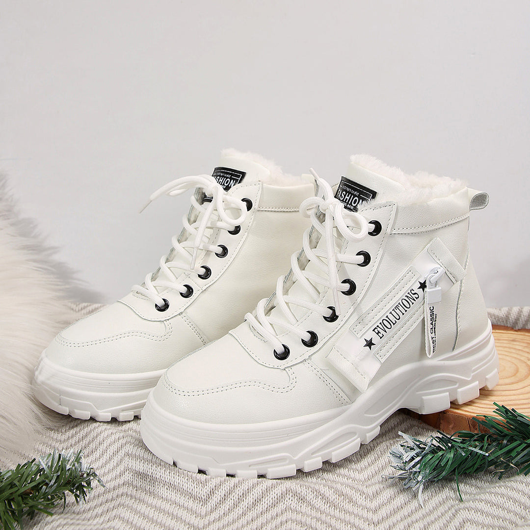 Damen  gefütterte High-Top Sneaker-Boots mit dicker Profilsohle und seitlichem Reißverschluss Drune
