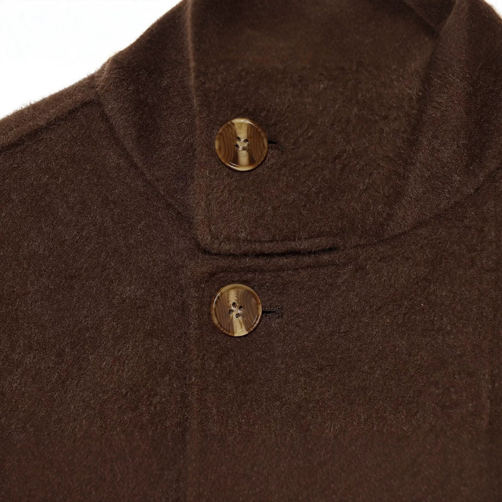 Damen Kurzcape‑Mantel aus Wollmix mit hohem Stehkragen und Taillengürtel Drune
