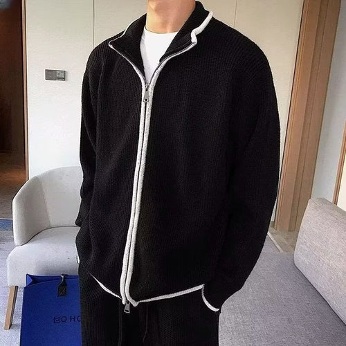 Herren Modische Strickjacke mit Stehkragen Drune
