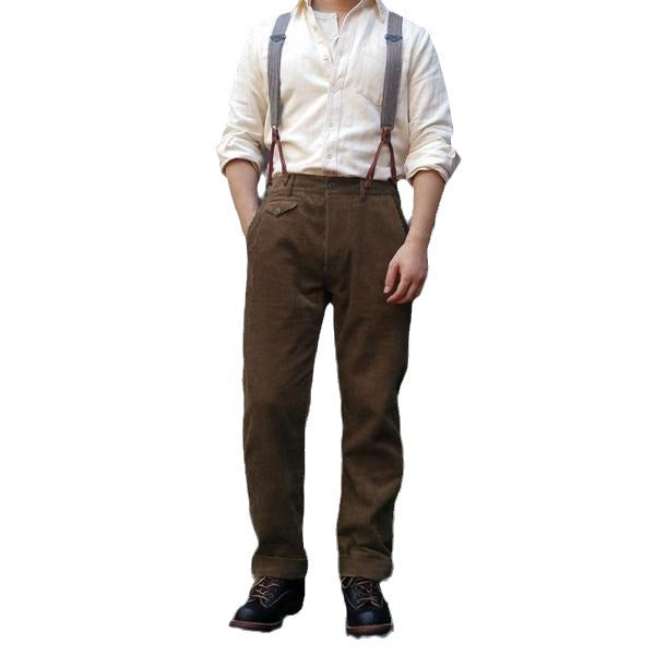 Drune | Herren Hochwertige Bundfaltenhose mit verstellbaren Hosenträgern Drune