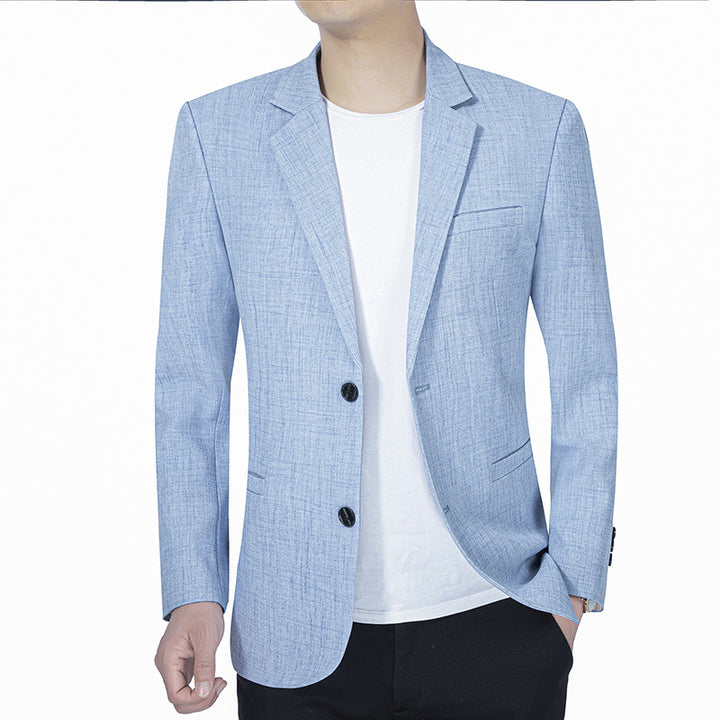 Herren Leichter Leinenblazer Slim-Fit Zweiknopf-Sakko atmungsaktiv Drune