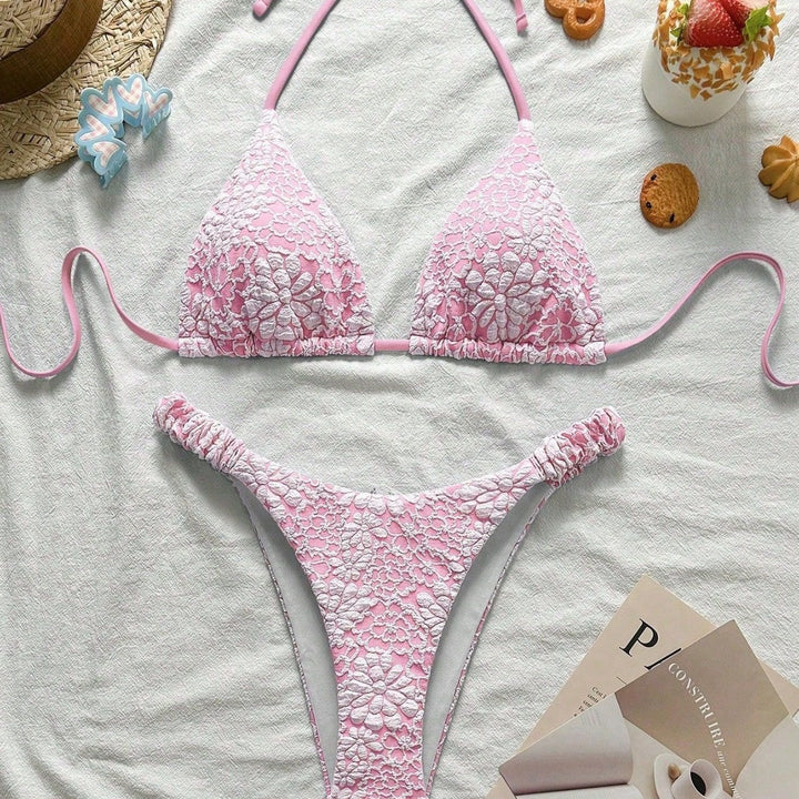 Damen Blumendekorierter Triangel-Bikini Drune