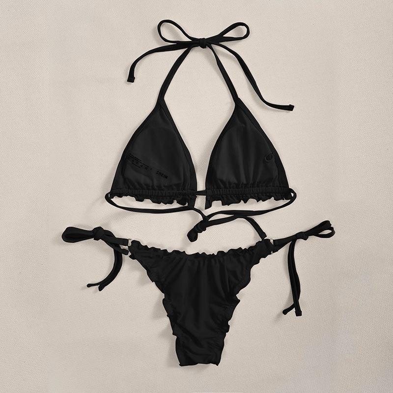 Damen Triangel-Bikini mit Rüschen und verstellbaren Bändern Drune