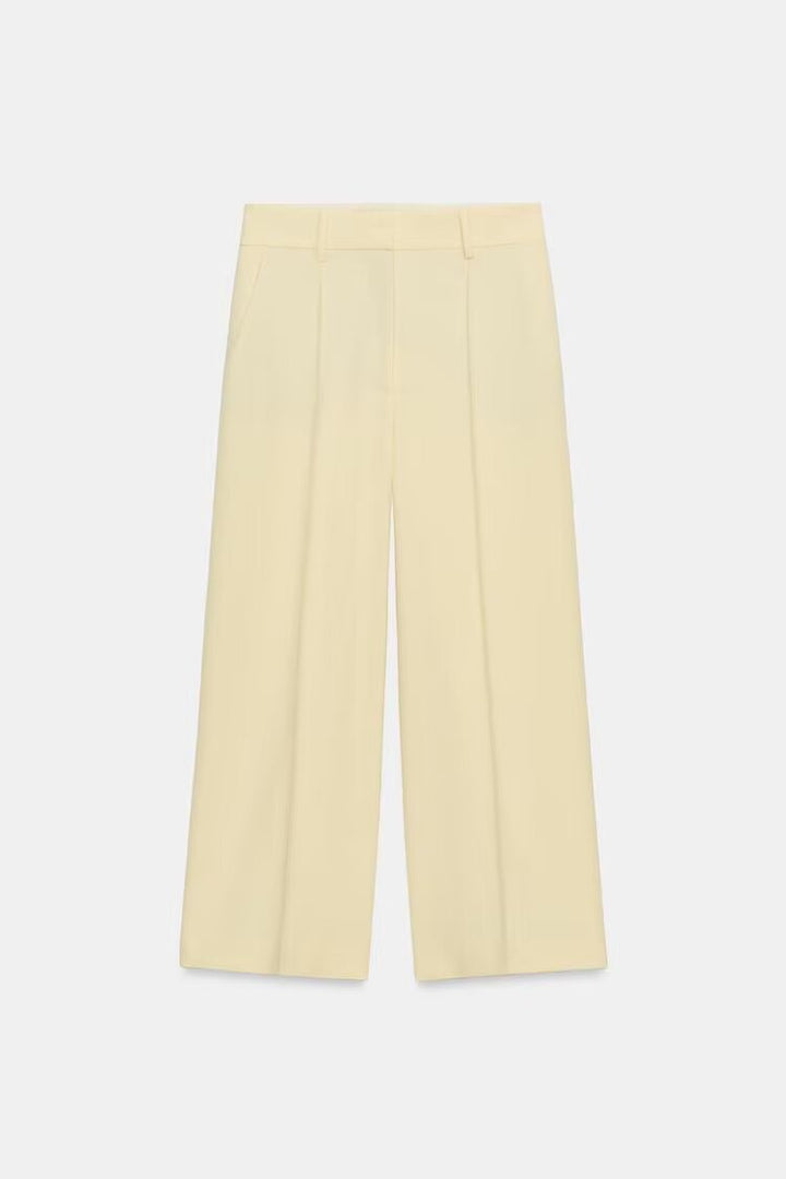 Damen Elegante High‑Waist Culotte‑Hose mit Bügelfalte und verdecktem Reißverschluss Drune