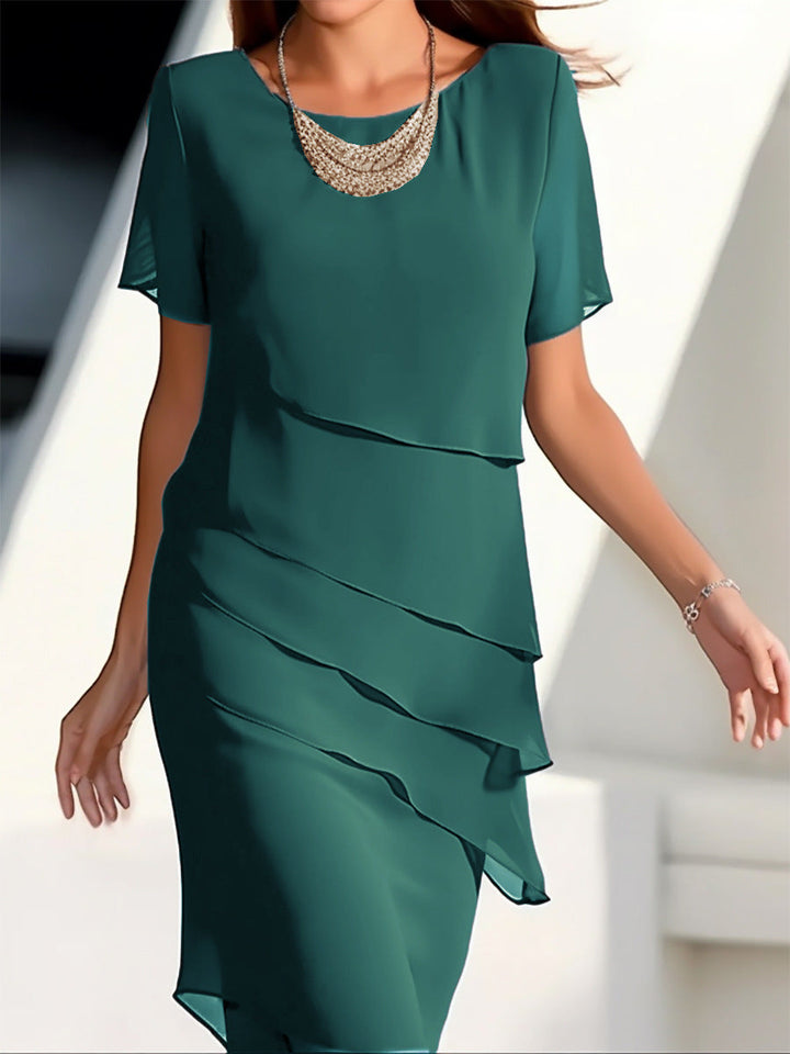 Damen Elegantes und fließendes Kleid mit Layering-Effekt Drune