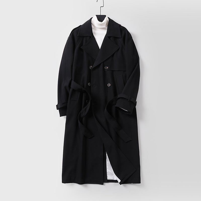 Damen Zweireihiger Oversized Trenchcoat mit weitem Schalkragen und Bindegürtel Drune