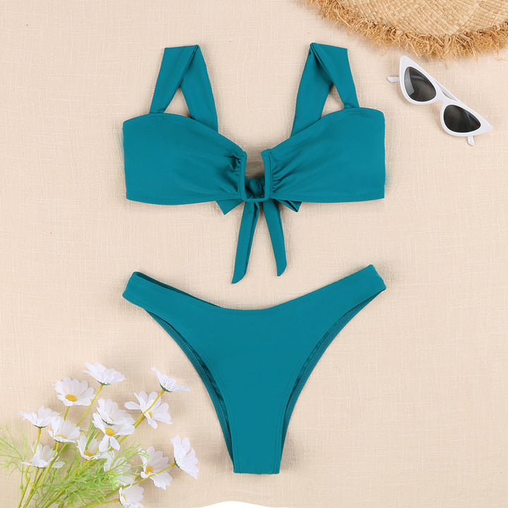 Damen Bikini-Set mit verspieltem Knotendesign und floralem Print Drune