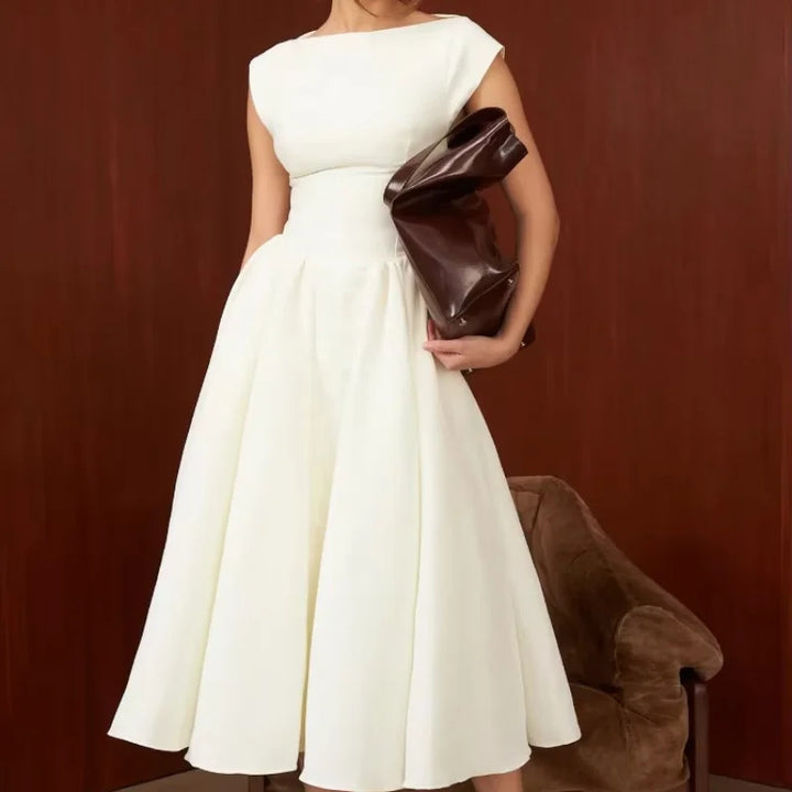 Damen Elegantes Midi-Kleid mit schwingendem Rock Drune