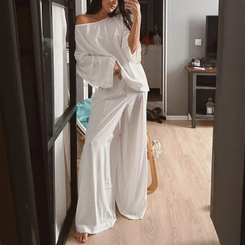 Damen luftiges Off-Shoulder Jumpsuit mit weiten Ärmeln und anpassbarem Bund Drune