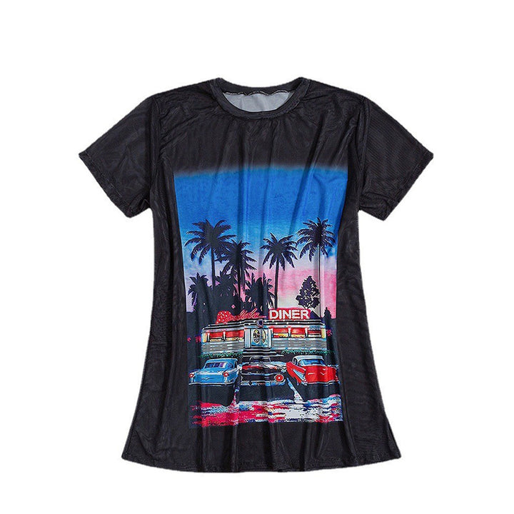 Damen Strand-T-Shirt mit tropischem Grafikdesign Drune