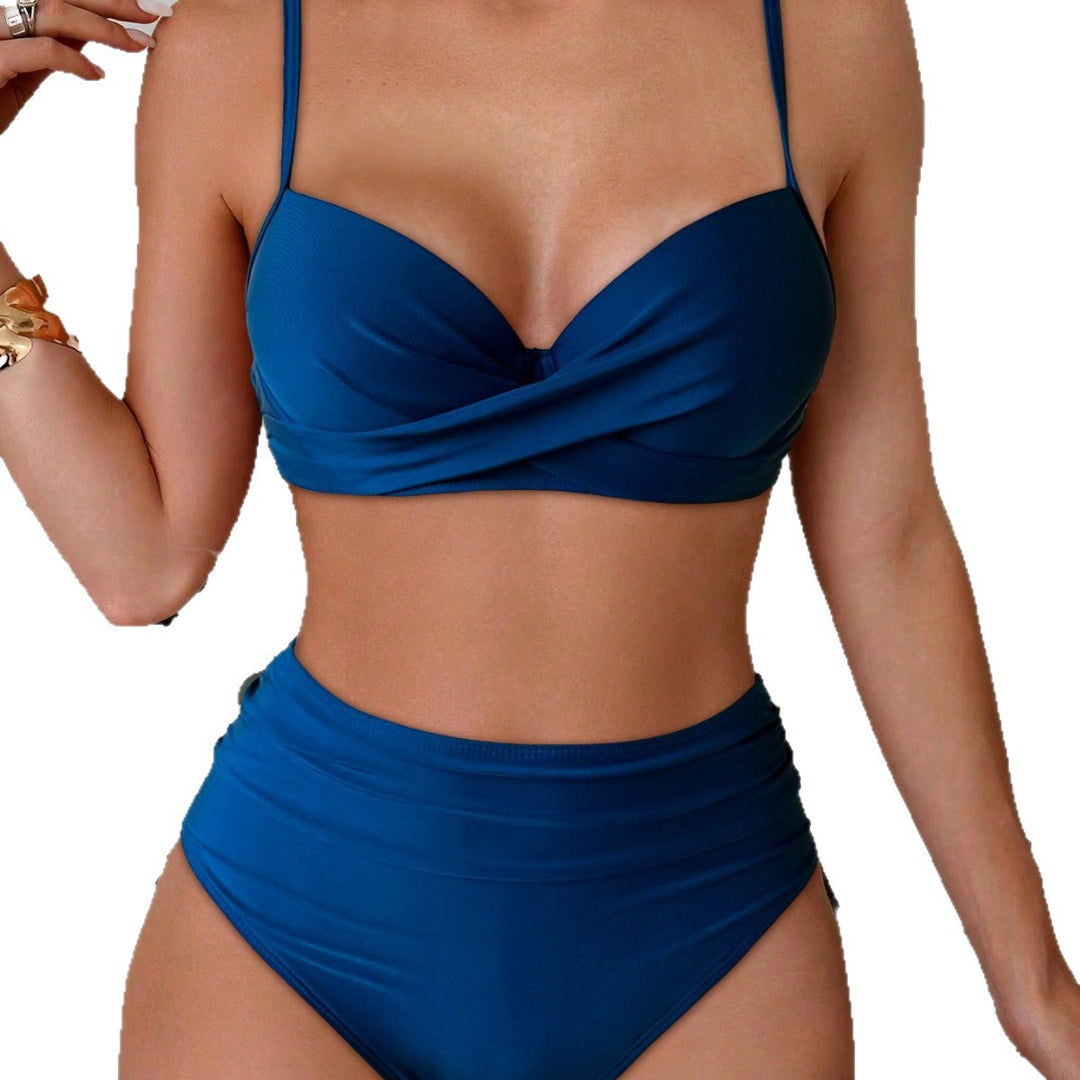 Damen Hochgeschnittener Bikini mit elegantem Wickeloberteil Drune