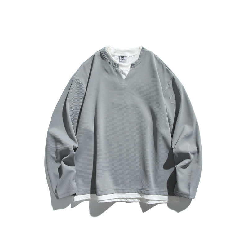 Unisex Oversize-Sweatshirt mit V‑Notch und integriertem Layer‑Look Drune
