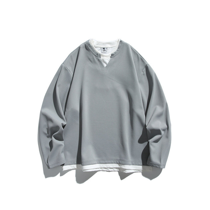 Unisex Oversize-Sweatshirt mit V‑Notch und integriertem Layer‑Look Drune