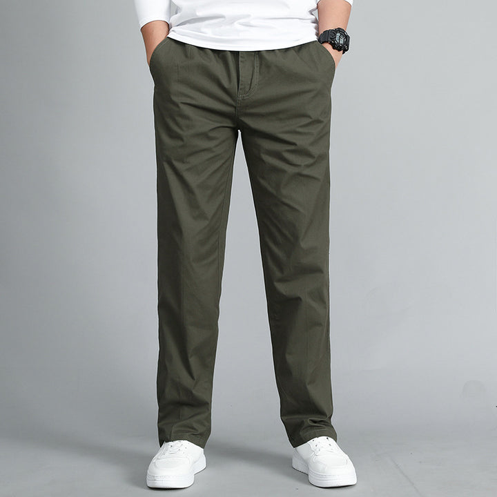 Herren Locker geschnittene Baumwoll‑Chinohose mit elastischem Bund und Seitentaschen Drune