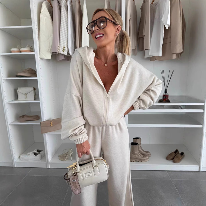 Damen Fleece-Overall mit Reißverschluss und weitem Bein Drune