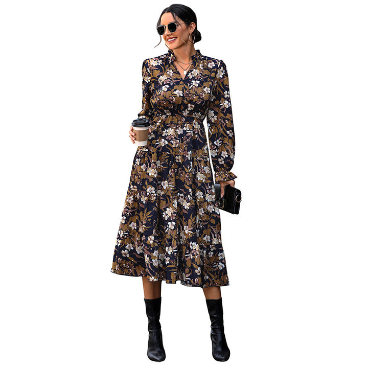 Damen Blumiges Maxikleid mit Rüschendetails Drune