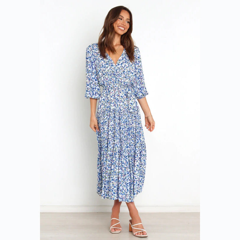 Damen Sommerliches Maxikleid mit freiem Dekolleté und floralem Muster Drune
