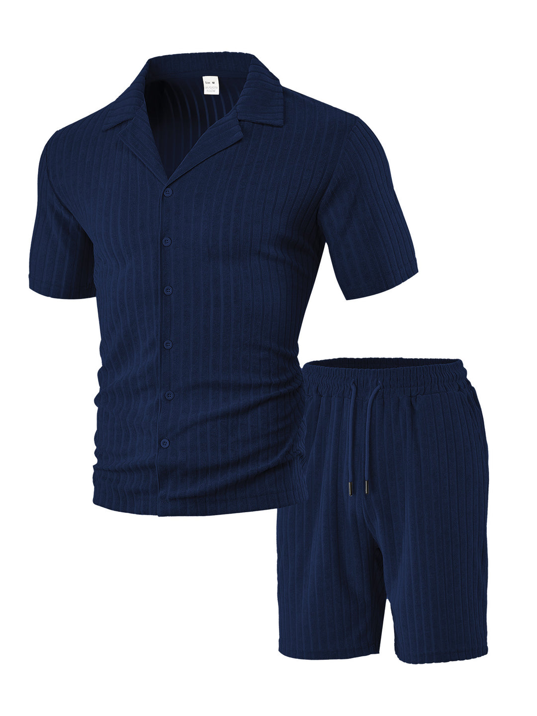 Herren lässiges Kurzarm-Oberteil und Shorts Set mit strukturiertem Design Drune