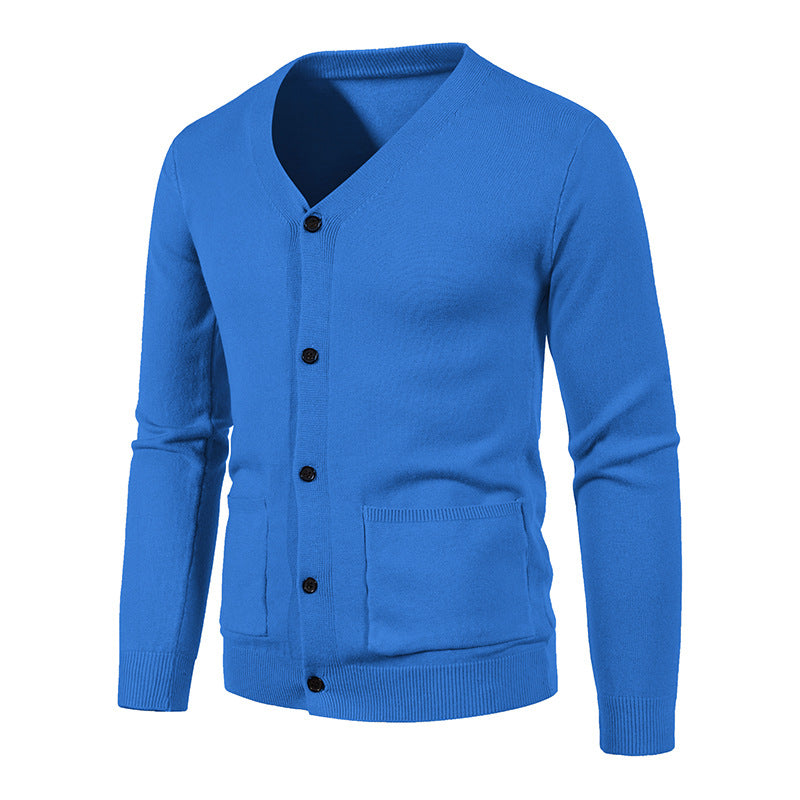 Herren nan leichte Feinstrick-Strickjacke mit V-Ausschnitt, durchgehender Knopfleiste und aufgesetzten Taschen Drune