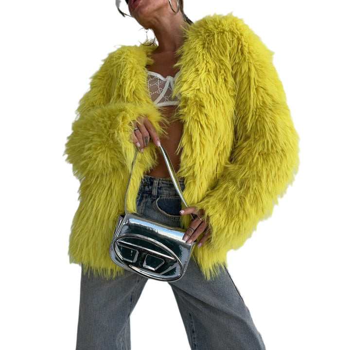 Damen Pelzjacke mit voluminösen Ärmeln und luxuriösem Schnitt Drune
