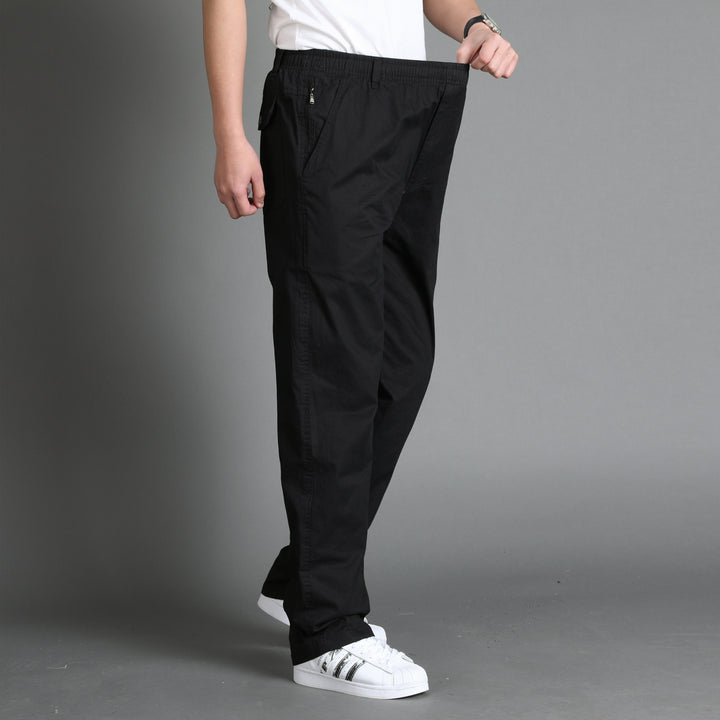 Herren Lässige Canvas-Chinohose mit elastischem Tunnelzugbund, aufgesetzten Taschen & geradem Bein Drune