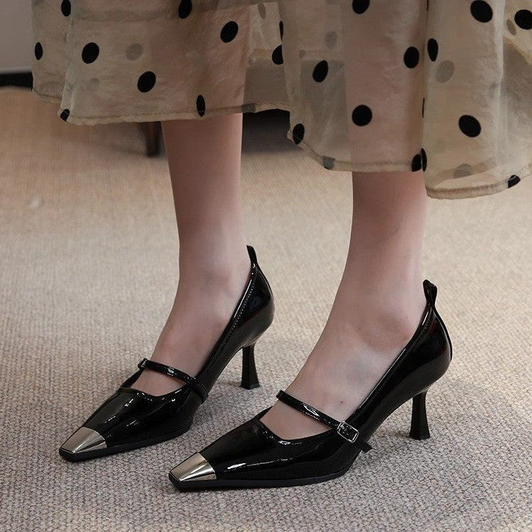 Damen elegante Slingback-Pumps mit spitzem Zehenbereich und glitzerndem Obermaterial Drune
