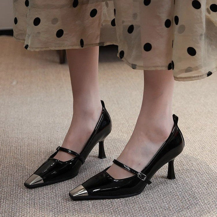 Damen elegante Slingback-Pumps mit spitzem Zehenbereich und glitzerndem Obermaterial Drune