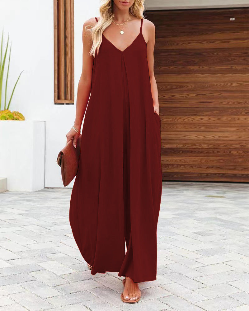 Damen Maxikleid mit v-ausschnitt und fließendem Schnitt Drune