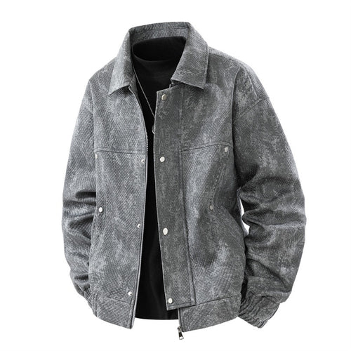 Herren texturierte Canvas-Workerjacke mit Reißverschluss-Front, verdeckter Druckknopfblende und elastischen Bündchen Drune
