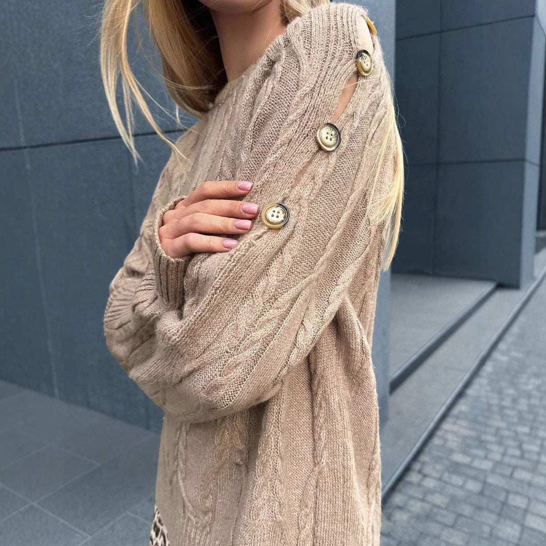 Damen Pullover mit Kabelstrickmuster und lässigem Schnitt Drune