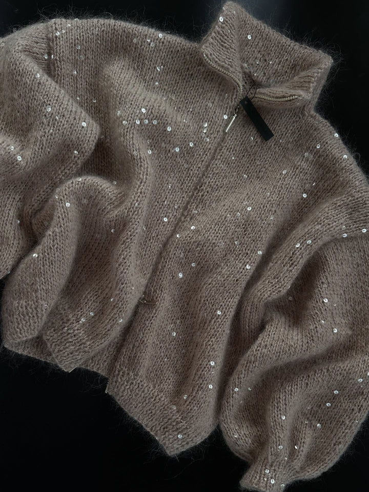 Damen Modischer Strickmantel mit glitzernden Pailletten Drune