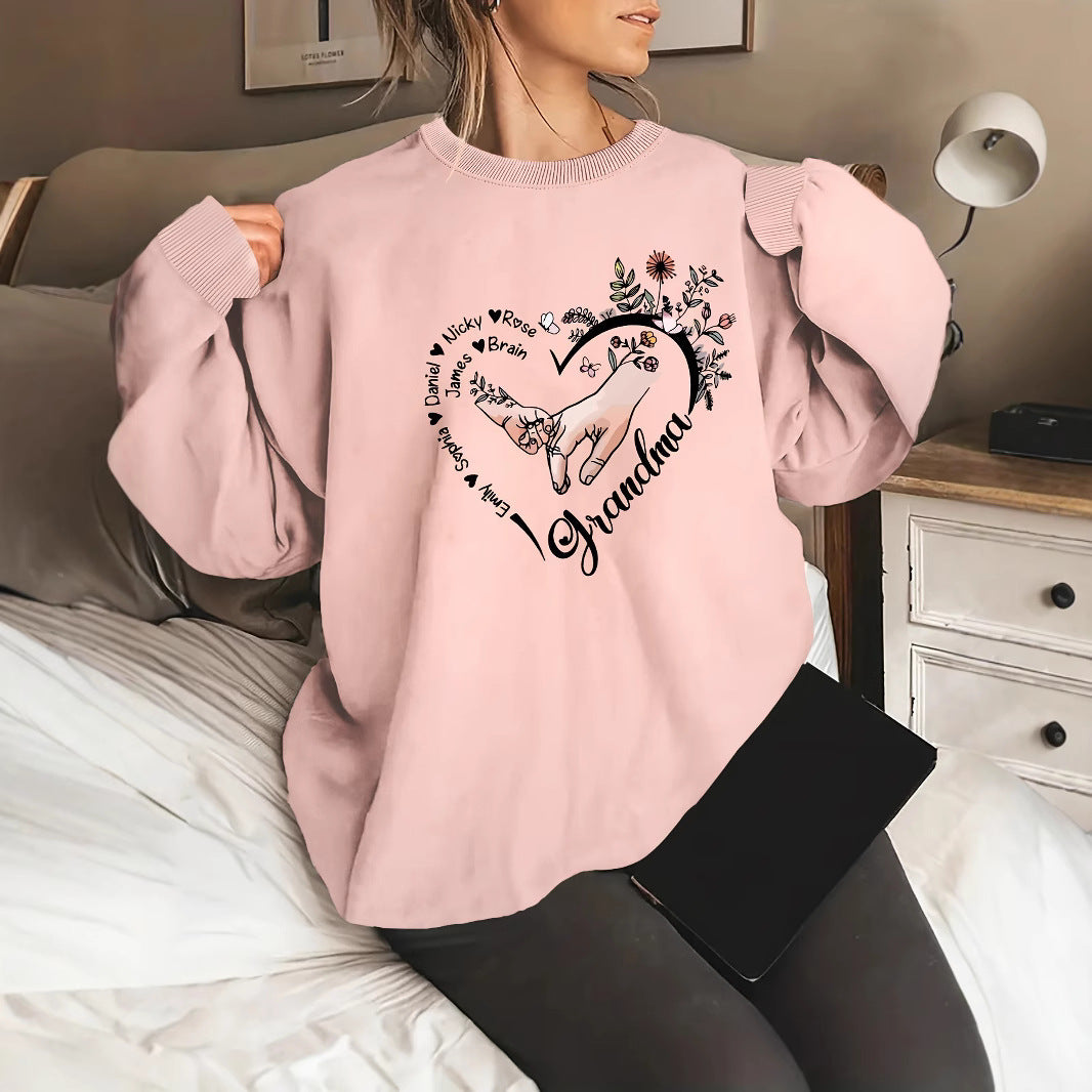 Damen entspannter Pullover mit Blumenmotiven Drune