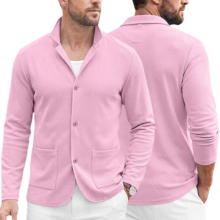 Herren Strickblazer-Cardigan mit Strukturstrick und aufgesetzten Taschen Drune