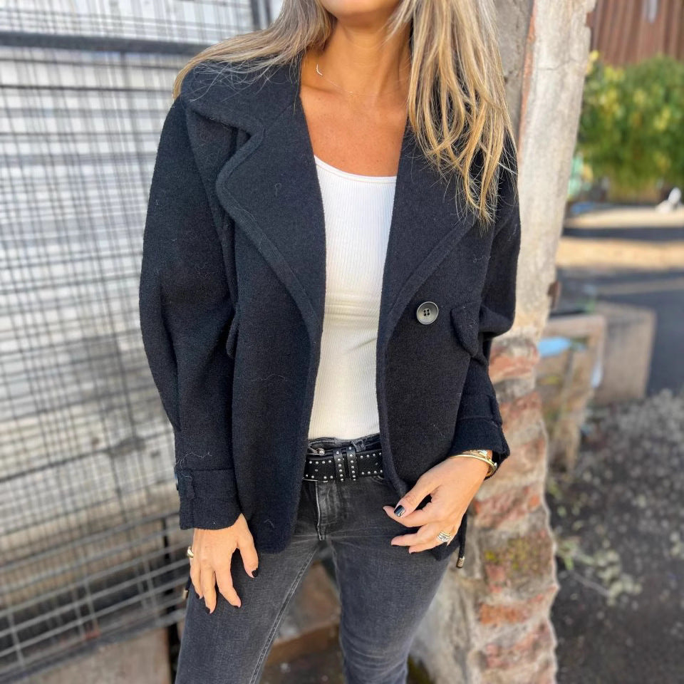Damen Oversized Nachtjacke aus weichem Wollmix mit praktischen Taschen Drune
