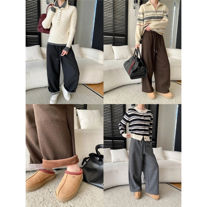 Damen lässige Freizeithose mit elastischem Bund und weit geschnittenem Bein Drune