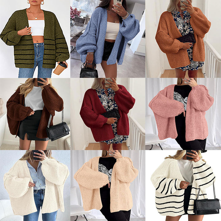 Damen Strickjacke mit oversize Schnitt und voluminösen Ärmeln Drune