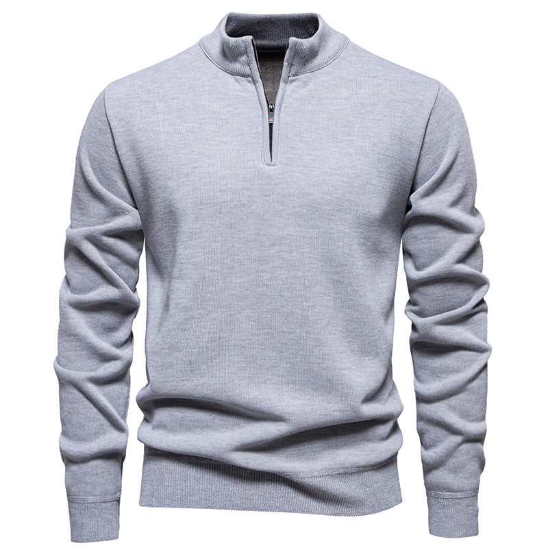 Herren nan Feinstrickpullover mit Kurzreißverschluss Stehkragen elastischen Bündchen Drune