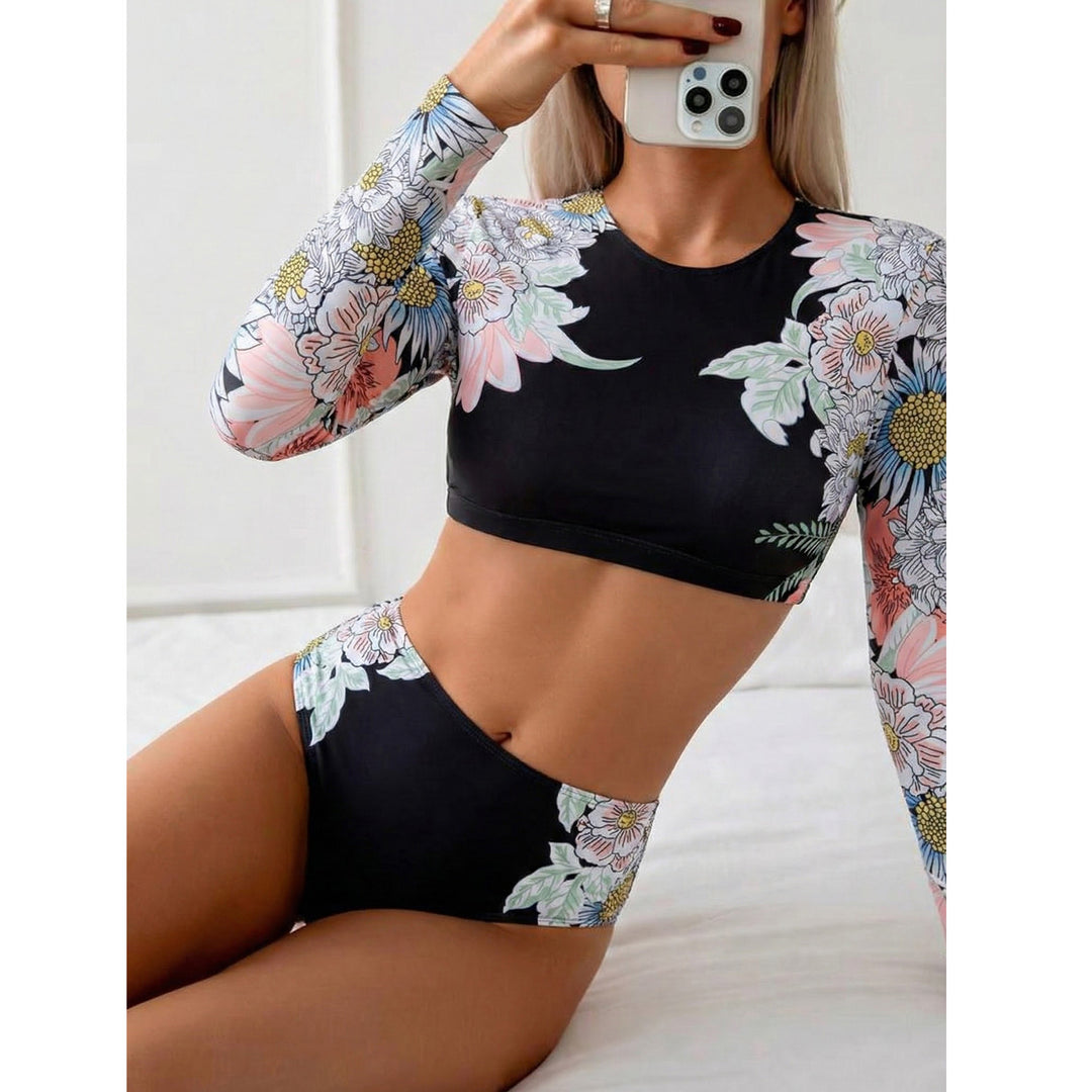 Damen Surf-Bikini-Set mit langen Ärmeln Drune
