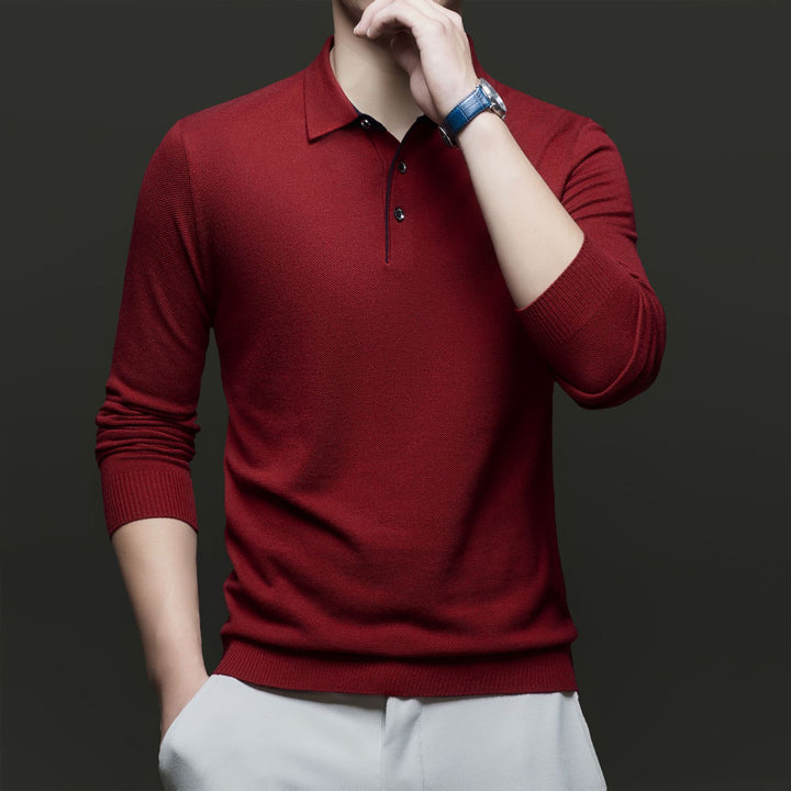Herren Langarm-Polohemd mit strukturiertem Design und eleganter Passform Drune