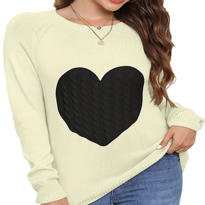 Damen Strickpullover mit Herzmotiv und feiner Struktur Drune