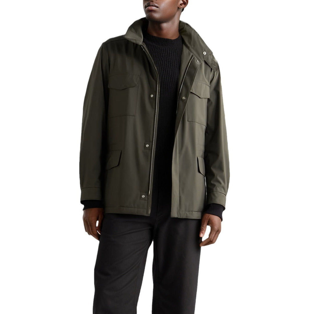 Herren leichte Multifunktionsjacke mit praktischen Taschen und hohem Kragen Drune