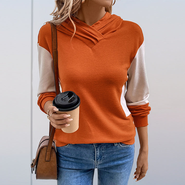 Damen Hoodie mit modernem V-Ausschnitt und strukturierter Ärmelgestaltung Drune