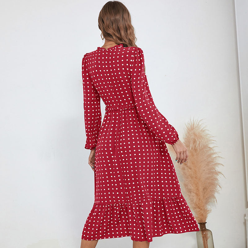 Damen Verspielt gemustertes Maxikleid mit Rüschendetails Drune