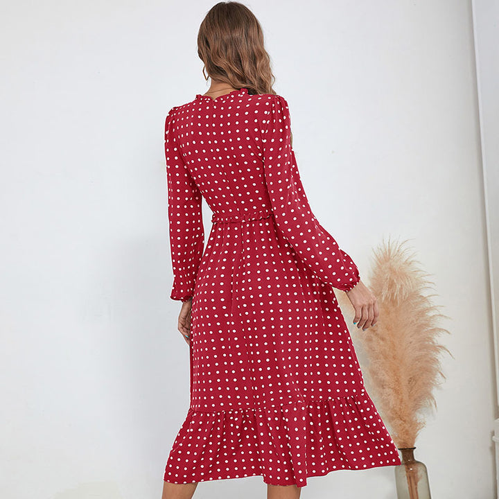 Damen Verspielt gemustertes Maxikleid mit Rüschendetails Drune