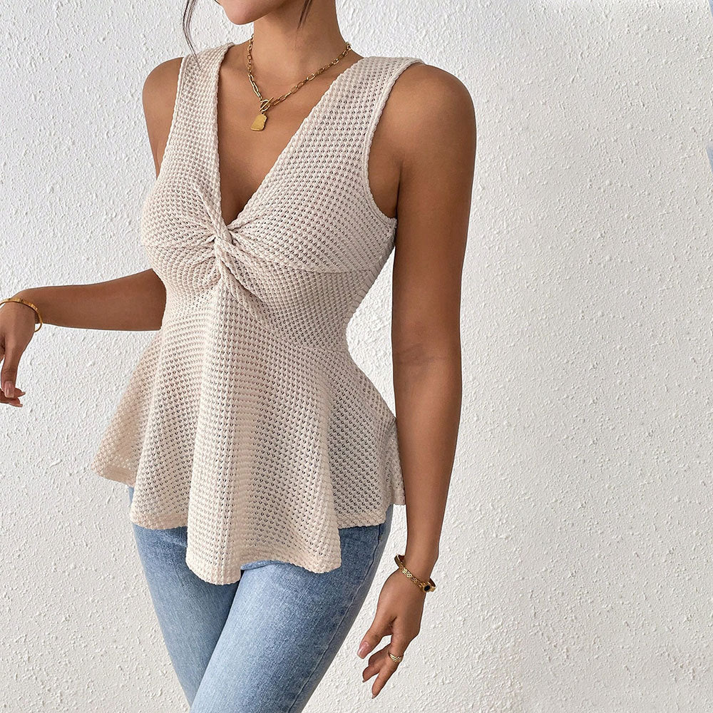 Damen Elegantes Trägertop mit fließendem Schnitt und dekorativem Knoten Drune